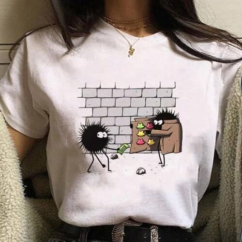Studio Ghibli Spirited Away Hayao Miyazaki Kawaii Print T-shirt Women Harajuku Aesthetic Tshirt White Tops Anime Female T Shirt