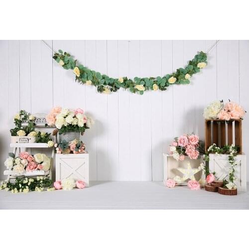 HUAYI Photography Backdrop Flowers Floral boxes Photo Background Newborns Child 1st Birthday Cake Smash Studio Photocall W-4333