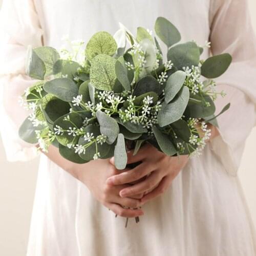 Artificial Eucalyptus Branches Garland Plant Flower Fake Holiday Greenery Decor PP 10PCS Home Leaves