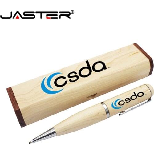 JASTER free Color printing logo wood Ballpoint pen with wooden box flash drive pendrive 16GB 32GB 64GB memory card U disk