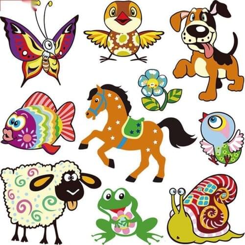 Cartoon animal cute little sheep puppy snail combination set of animal print pattern iron heat transfer on clothes for children