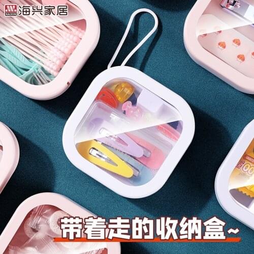 Creative desktop sundry plastic storage box multifunctional press cotton swab box storage box cotton swab hairpin storage box