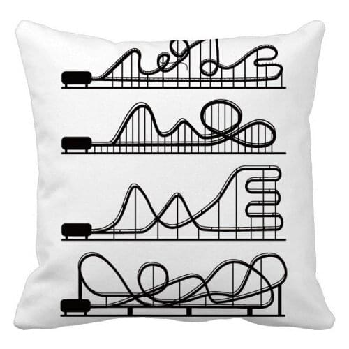 Amusement Park Black Roller Coaster Silhouette Throw Pillow Square Cover