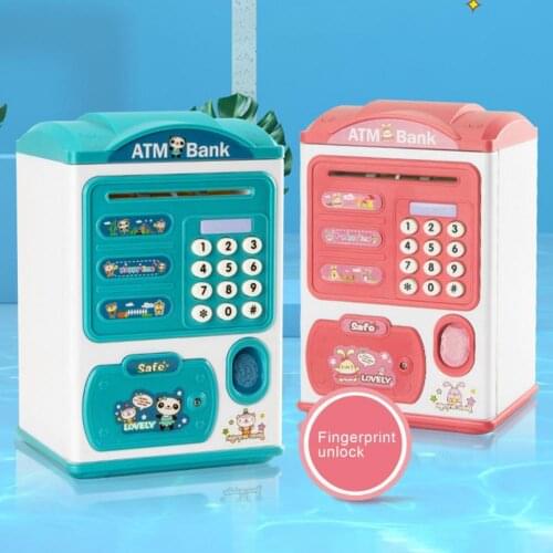 Simulation Password Fingerprint Automatic Roll-up Electronic Piggy Bank Children Education Toys For Birthday Gift