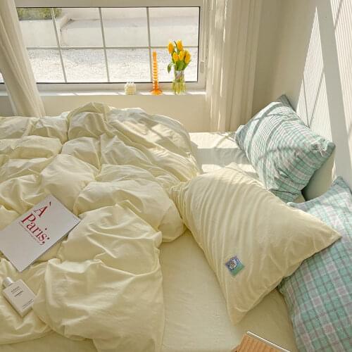 Popular Online 100% Pure cotton washed cotton Duvet Cover Flatsheet Pillowcase Twin King/Queen Size Bed fittedsheet set
