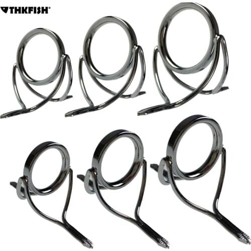 Fishing Rod Guides 6Pcs #12-#25 Bait Casting Rod Kit Repair Silver Integrated Stainless Steel Set