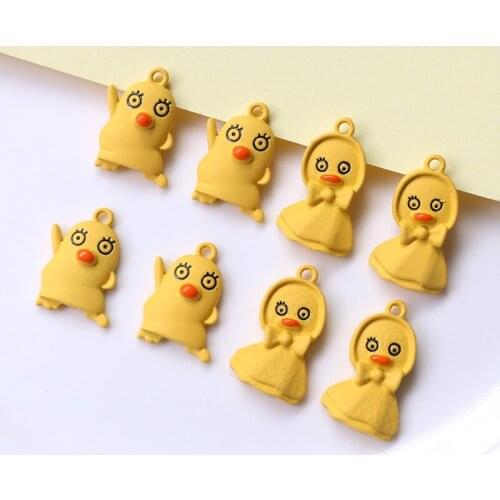 New 50pcs/lot color Rubber paint animals cartoon Duck shape alloy floating locket charms diy jewelry earring/garment accessory