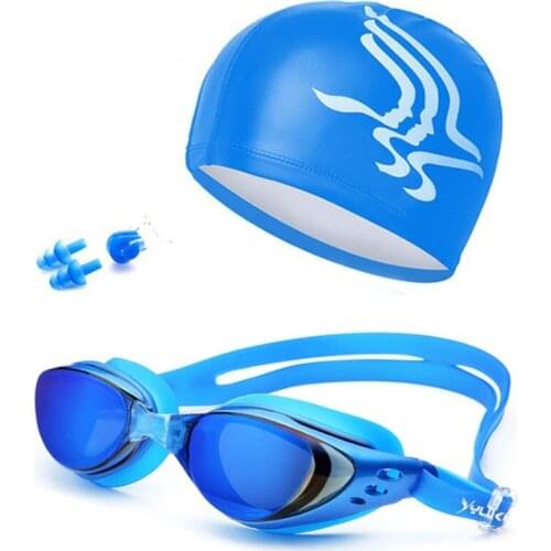 New Unisex Swimming Goggles Waterproof anti-fog UV Protection Surfing Professional Swim Glasses Swim Caps Earplugs Nose Clip Set