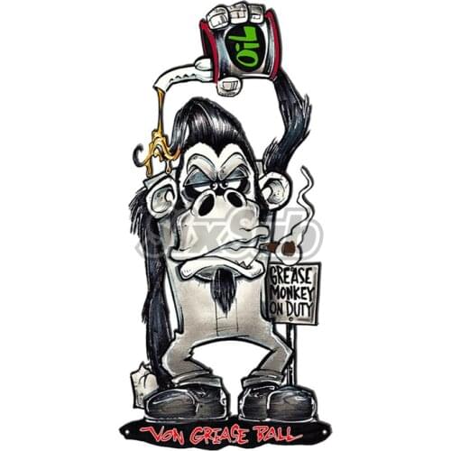 Von Grease Ball Monkey Cut Out Original Art retro car moto stickers and decals# 027004
