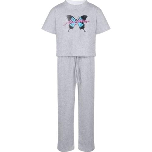 Oyolan Clothes For Girls Solid Color Girls Clothing Summer Tshirt + Pants Girls Clothes Set Casual Style Childrens Tracksuits