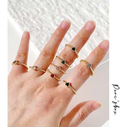 PerisBox Trendy Delicate Micro Zircon Heart Open Adjustable Rings Dainty Love Shaped Brass Ring For Women Romantic Gift Jewelry