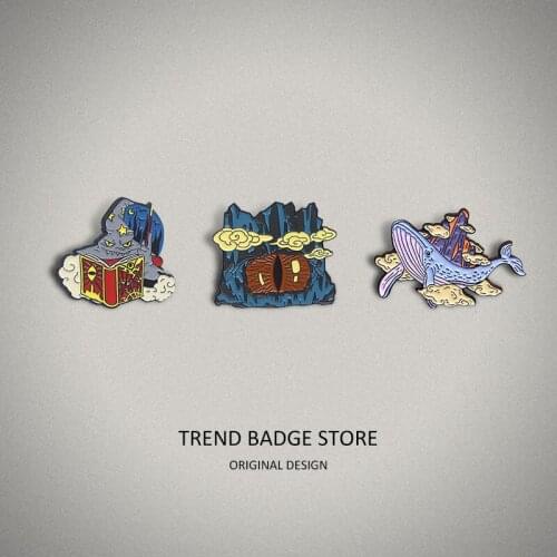 Shark takes you to the Cloud Fairy Cave to hear the sorcerer tell the legend Enamel Label Pins Brooches Clothes Shirt Badge