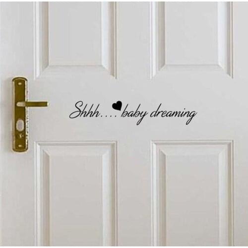 Shh Baby Sleeping Quotes Wall Stickers For Kids Room Door Decor Nursery Children Wall Decal Boy Girl Bedroom Home Decor OV342