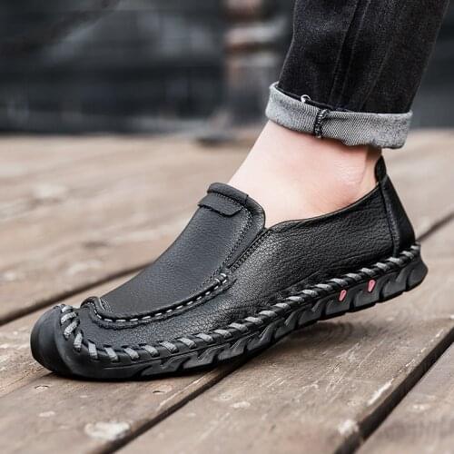 Classic men shoes Comfortable lace up Spring summer High Quality Casual Breathable handmade genuine leather Flats men Shoes