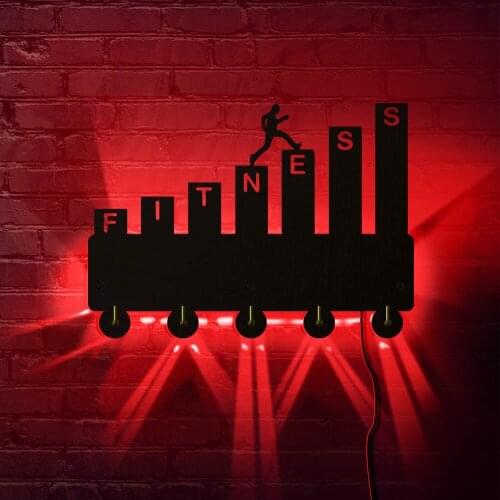 Fitness GYM Clothes Coat Hat Hanger Wall Lighting Hooks Keep Fitness Towel Holder Home Decor Household Hanger Bodybuilder Gift