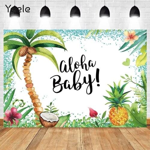 Yeele Aloha Summer Tropical Sea Tree Beach Party Coconut Pineapple Baby Birthday Photography Backdrops Vinyl Photo Background