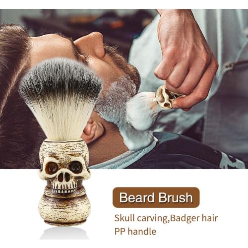 High-end Skull Shaving Brush Soft Material Hair Neck Beard Brush Mens Facial Cleaning Tool Salon Accessories Safety Razor Brush