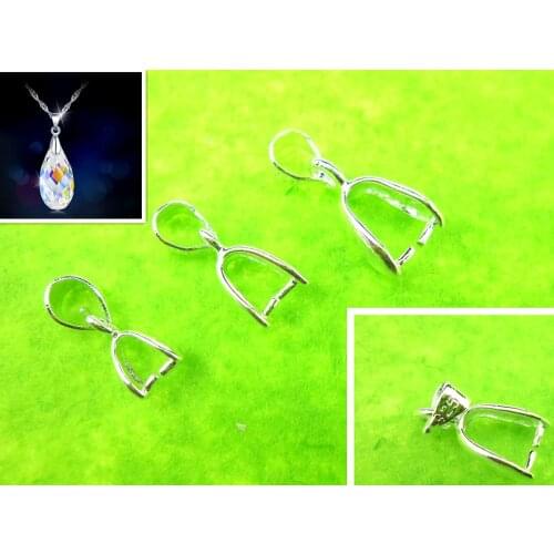 20PCS Lot Size L 7x17MM Handmade Jewelry Findings 925 Stamped Silver colorBail Connector Bale Pinch Clasp Pendant Free Shipping