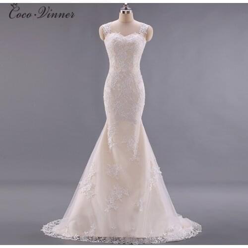 Custom made fashion Lace Appliques Mermaid Wedding dresses 2021 sleeveless backless Bride Dress wedding Gown Women W0022