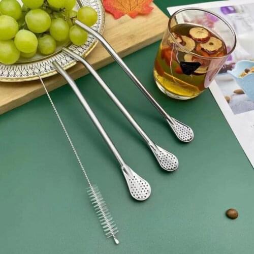 1PC Stainless Steel Drinking Straw Spoon Tea Filter Yerba Mate Tea Straws Bombilla Gourd Reusable Tea Tool Bar Accessories