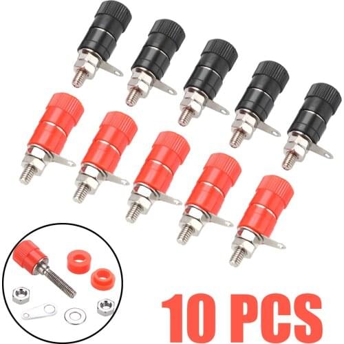 10pcs/lot 4MM Red+Black Banana Socket Professional Binding Post Nut Mini Banana Plug Jack Connector
