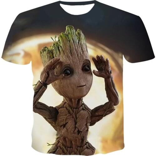 2021 Summer T Shirt Men Groot Guardian Of The Galaxy Funny Streetwear Hip Hop Tshirt Casual Cartoon T-shirt Children Cute Tshirt