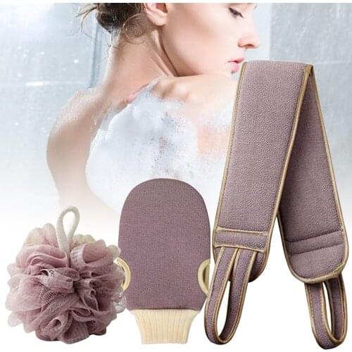 3pcs/set Body Cleaning Washcloth Soft Brush Home Hotel Bathroom Shower Ball Back Scrubber Set Exfoliating Skin Towel Bath Gloves