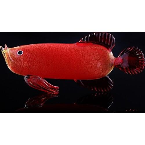 40CM large 2020 HOME OFFICE Company SHOP TOP COOL handicraft Colored Glaze Crystal Money Drawing RED Arowana Golden Fish statue