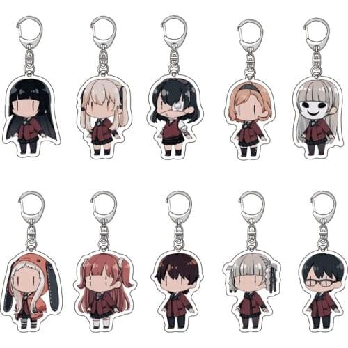 Anime Kakegurui Japanese Gambling School Girls Acrylic Keychain ID Badge Holder KeyRing Cartoon Figures Cosplay Key Chain Gift