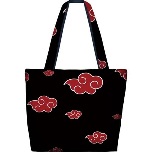 Anime Shoulder Bag Naruto Man Girl Black Canvas Bag zipper shopping bag one shoulder handbag canvas womens bag