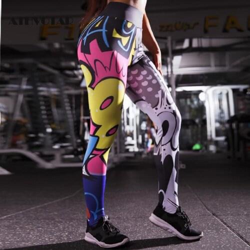 ATHVOTAR Womens Leggings Fashion Comic Digital Printing Push Up Leggings Women Casual High Waist Fitness Leggins Mujer