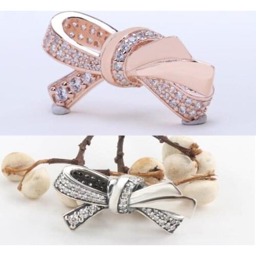 Authentic 925 Sterling Silver Bead Creative Girl Bowknot Fashion Beaded Fit Original Pandora Bracelet For Women Diy Jewelry