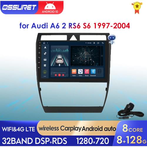 9 Inch Android 10 Car Radio Audio for Audi A6 C5 2 RS6 S6 1997 - 2004 Car GPS Auto Stereo Multimedia Video Player 4GLTE WIFI USB