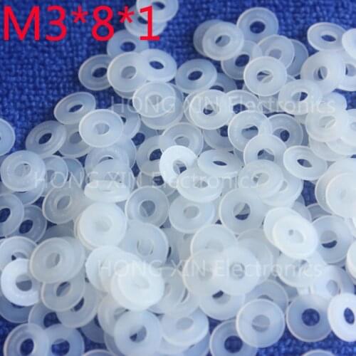 M3*8*1 100pcs White Nylon Washer Plastic Flat Spacer Washer Thickness circular round Gasket Ring High Quality circular