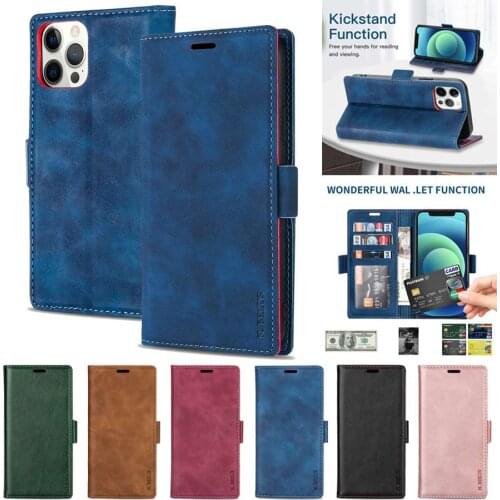 Drop Proof Wallet Case For iPhone 12 Pro Max 11 Pro Max SE 2020 X XS XR XSMax 8Plus 7Plus 6S Plus New Fashion Solid Leather Case