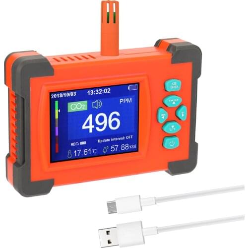 CO2 Meter Tester Portable Carbon Dioxide Detector Useful CO2 Meter Air Quality Monitor with Storage Case Air Quality Analyzer