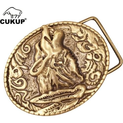 CUKUP New Design Animals Pattern Western Cowboy Belt Buckle Solid Copper Buckles Many Models Options Brass Metal for Men BRK037