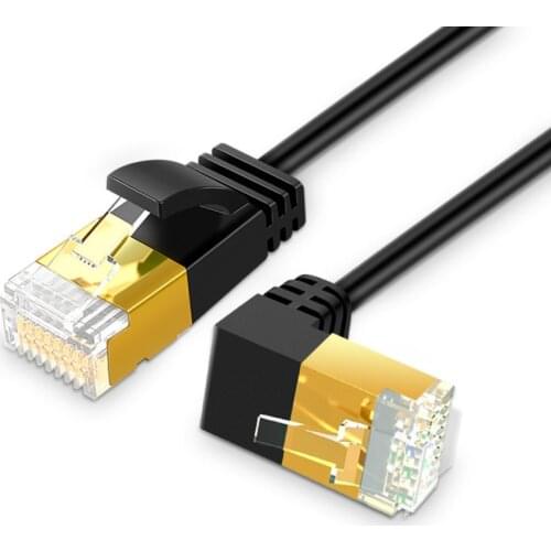 Ethernet Thin Cable RJ45 Cat7 Lan Ultra Slim Cable UTP RJ45 Network Cable for Cat6 Compatible Patch Cord 90 Degree Right Angle
