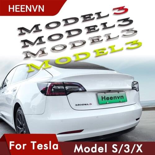 Heenvn Car Letters Tail Letter Label Sticker For Tesla Model 3 2021 Accessories For Tesla Model S X Three Logo Model3 New