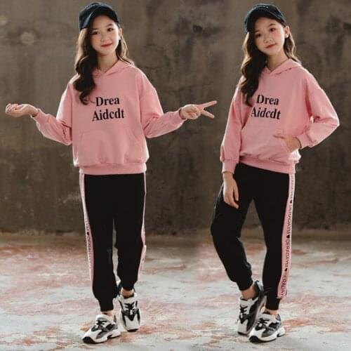 Girls Suit Sweatshirts +Pants 2Pcs/Sets 2021 Luxury Spring Autumn Teenagers Outwear Kids Cotton Tracksuit Sport Suits Children C