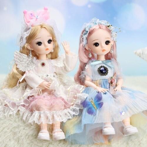 30cm 21 Movable Joints 1/6 BJD Doll Cute 4D Big Eyes Multiple Hairstyle Babydoll Cartoon Dress Up Fashion Doll Toy Girl Gift