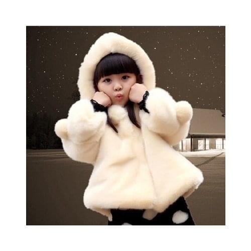 Winter girls jacekt baby jacket fake fur kids clothes for girl woollen coats baby infant girls coat white red princess costume