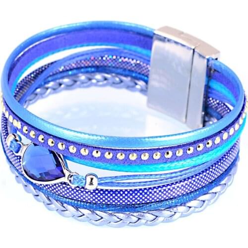 Miasol Unique Designed Bohemian Crystal Charm Multilayers Wrap Brazilian Style Magnetic Bracelet For Women Fashion Bracelet Gift
