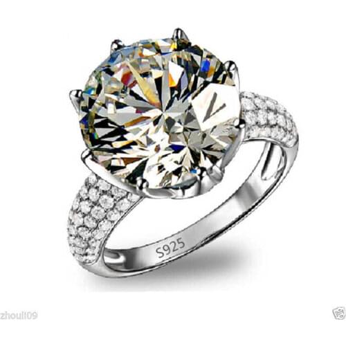 Fashionable four claw zircon womens Ring Silver Color Large new wedding ring jewelry SIZE 6-11