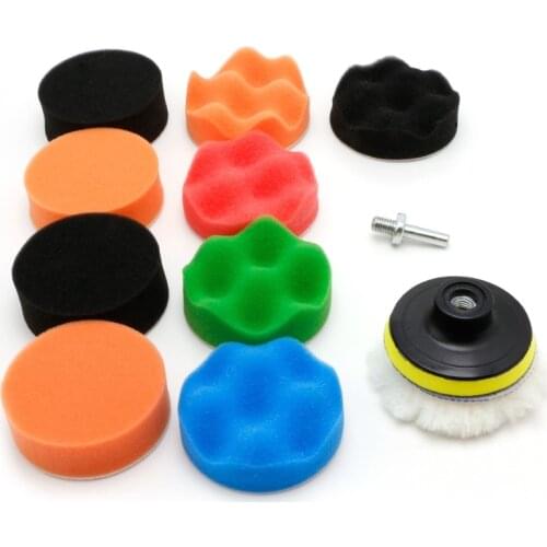 11 Pcs 3/4/5/6/7\" Buffing Sponge Polishing Pad Kit Set For Car Polisher Buffer