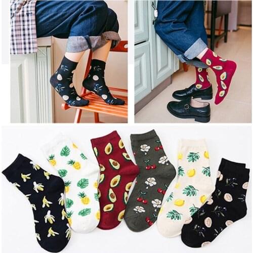 1Pair Fruit Creative Pattern Colorful Socks Soft Elastic Pure Cotton Socks Breathable Comfortable Fashion Unisex Short Socks