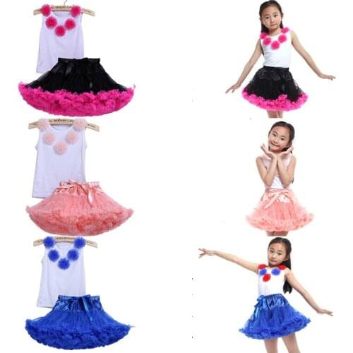 2018 New Children Girls Ballet Dance Costumes T-Shirt Sticky Flower Kids Girl Mesh Tutu ChildrenS Clothing Suit Dancing Set