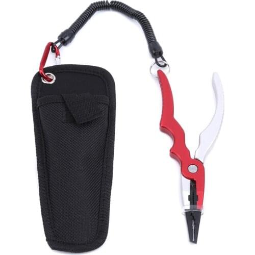 New Aluminium Alloy Fishing Pliers Split Ring Cutters Fishing Holder Tackle With Sheath & Retractable Tether Combo Hooks Remover