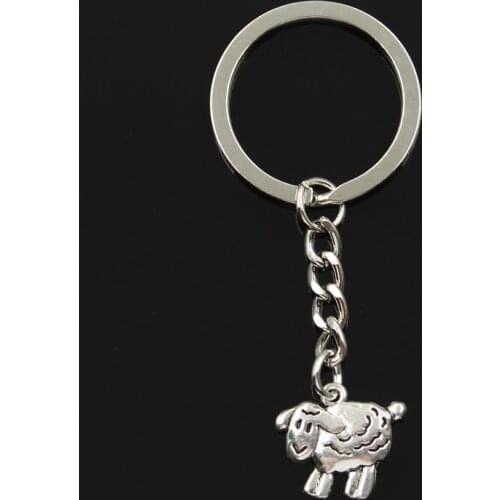 New Fashion Keychain 18x16mm Sheep Lamb Pendants DIY Men Jewelry Car Key Chain Ring Holder Souvenir For Gift