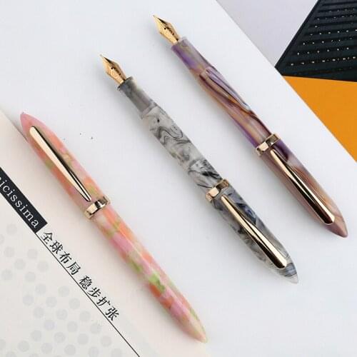 Mojiang Acrylic Resin Fountain Pen Iridium Extra Fine / Fine Nib 0.38 / 0.5mm Gold Trim Fountain-Pen School Office Supplies Gift